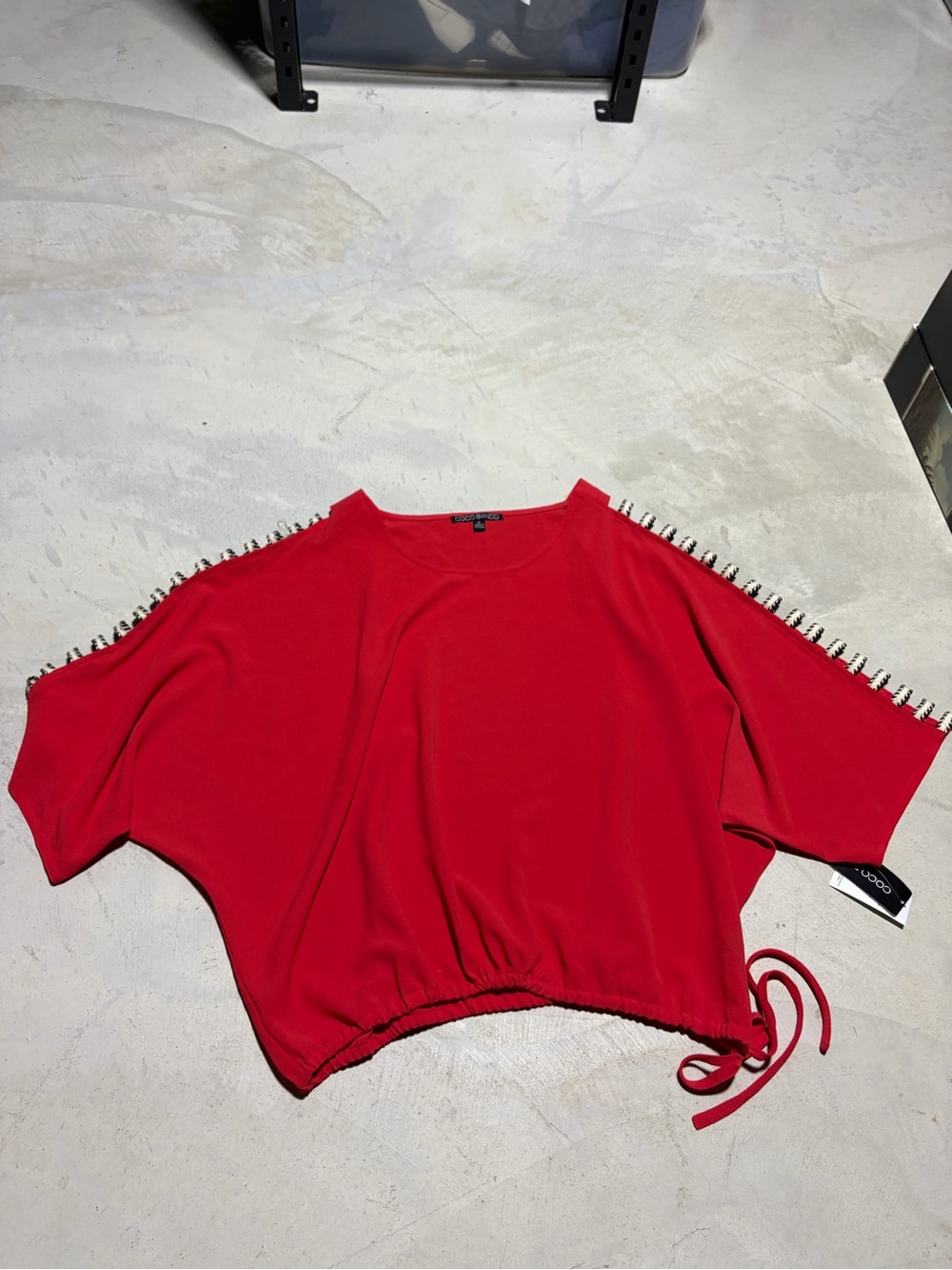 Coco Bianco Red Women's Short Sleeve Drawstring Top NWT medium